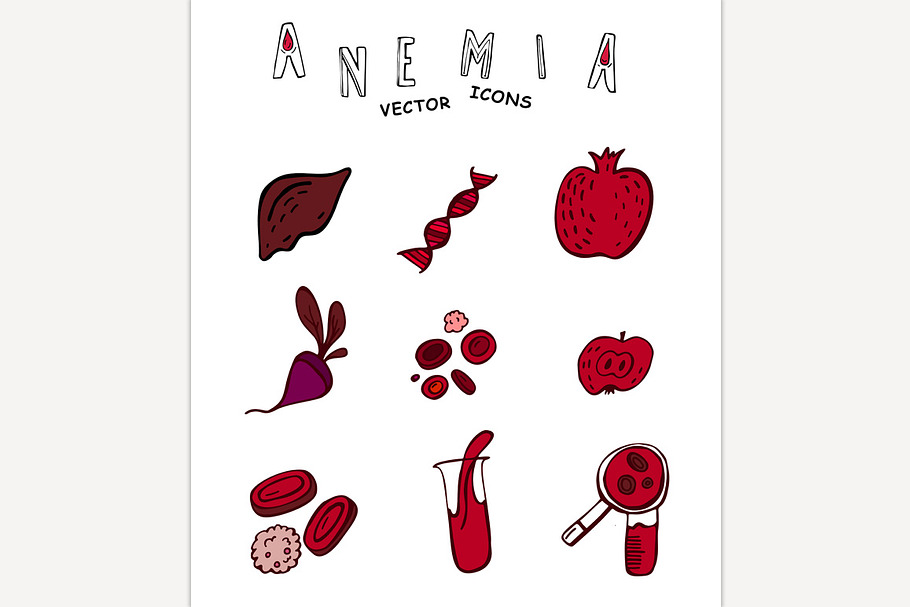 Anemia vector icons