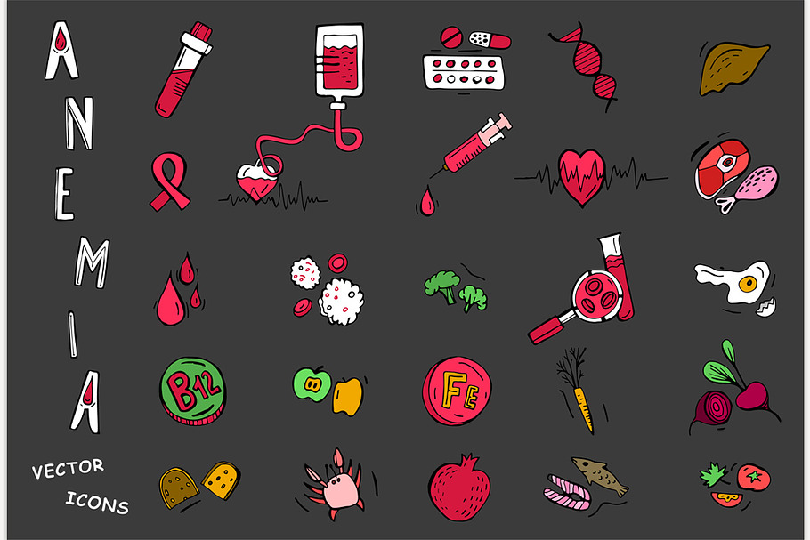 Anemia Pictograms Set in Illustrations - product preview 8