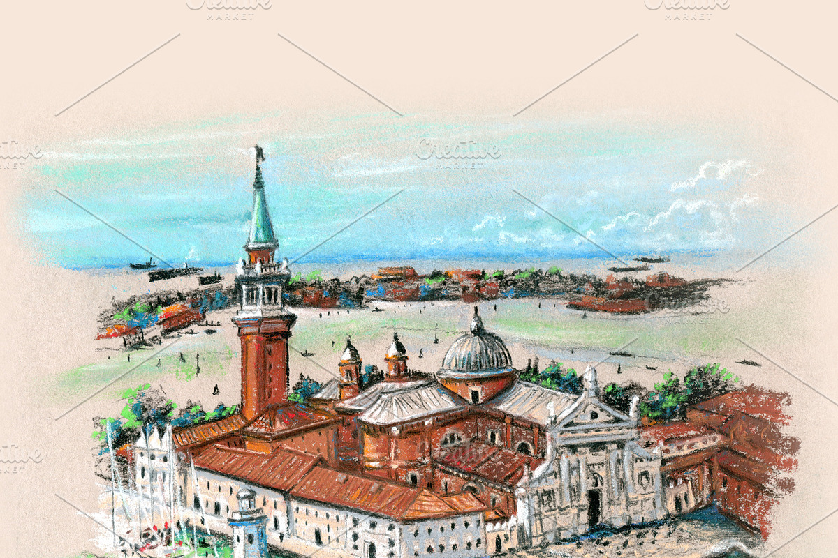 San Giorgio Maggiore, Venice, Italy in Illustrations - product preview 8