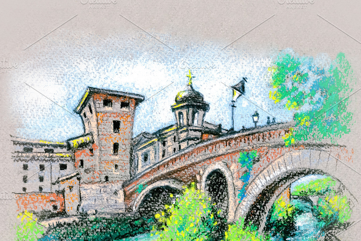 Tiber island in Rome, Italy in Illustrations - product preview 8