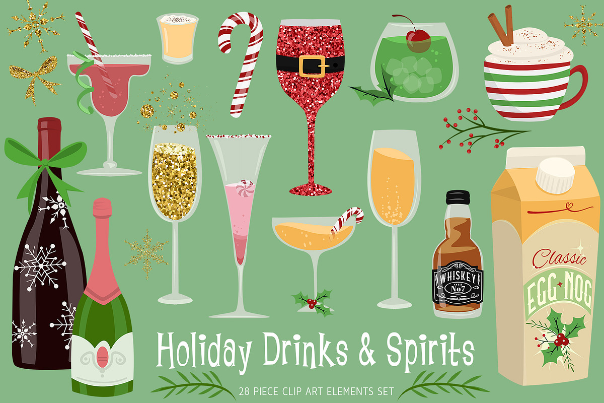 Holiday Drinks & Spirits Clipart in Objects - product preview 8