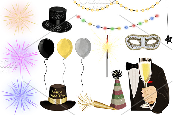 Happy New Year Clip Art Set in Objects - product preview 2