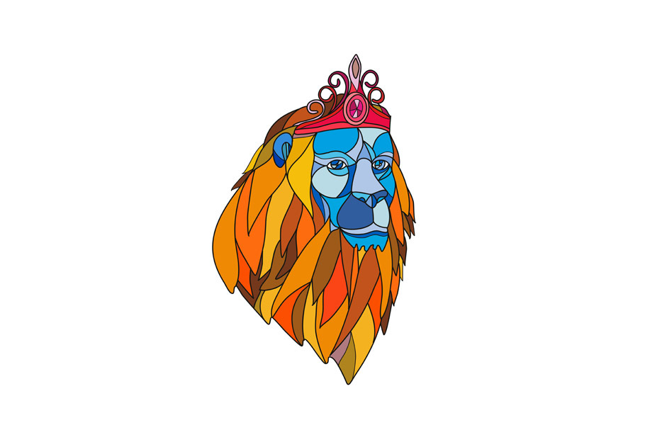 Lion Wearing Tiara Mosaic Color
