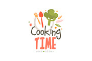 Cooking time logo design, hand