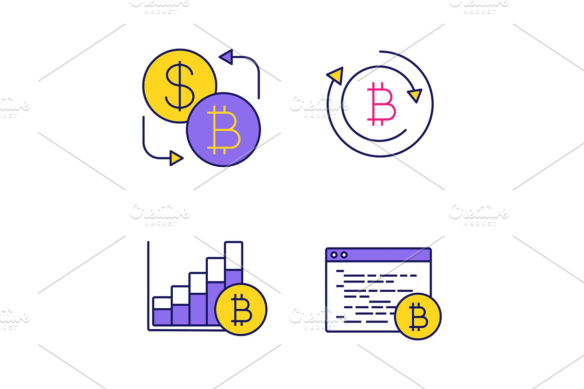 Bitcoin cryptocurrency color icons in Icons - product preview 8