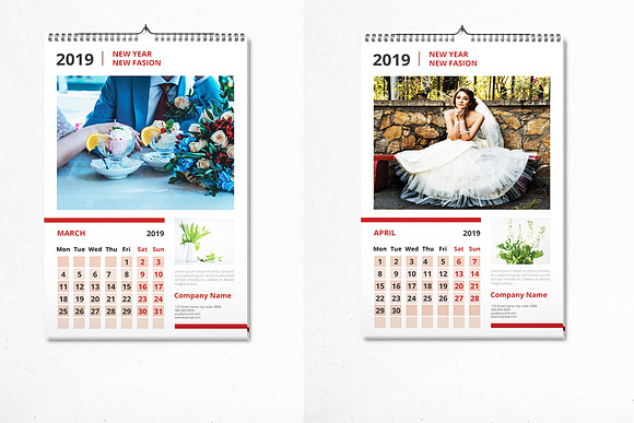 Wall Calendar 2019 - V13 in Stationery Templates - product preview 2