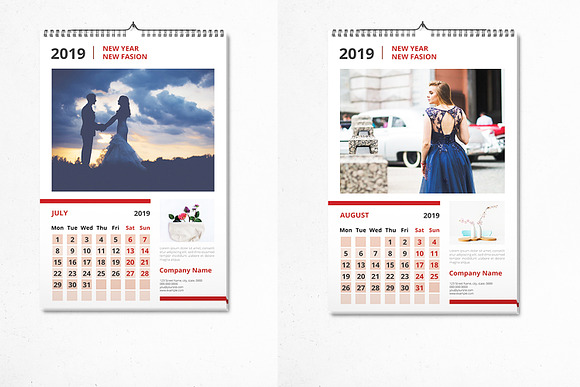 Wall Calendar 2019 - V13 in Stationery Templates - product preview 4