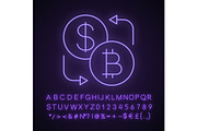 Bitcoin and dollar currency icon