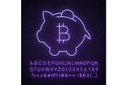Bitcoin deposit neon light icon