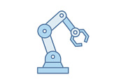 Industrial robotic arm color icon