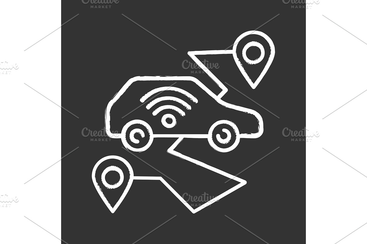 Self driving car chalk icon in Icons - product preview 8