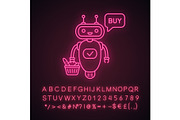 Online customer chatbot neon icon