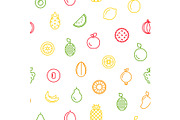 Vector line fruits icons pattern or