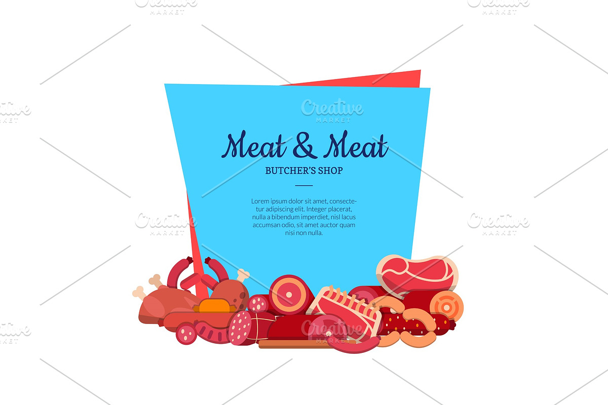Vector flat meat and sausages icons in Graphics - product preview 8