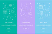 Vector line blog icons smartphone