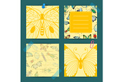 Vector hand drawn insects cute notes