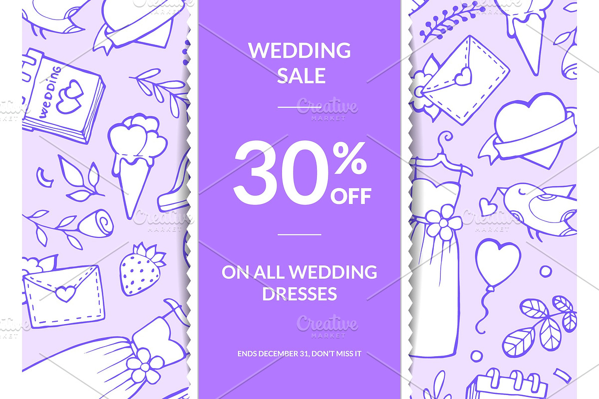 Vector doodle wedding elements sale in Graphics - product preview 8