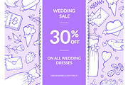 Vector doodle wedding elements sale