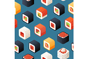Vector isometric sushi pattern or