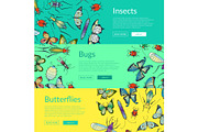 Vector hand drawn insects of set