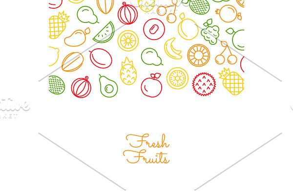Vector line fruits icons background