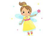 Cute fairy flapping magic wand