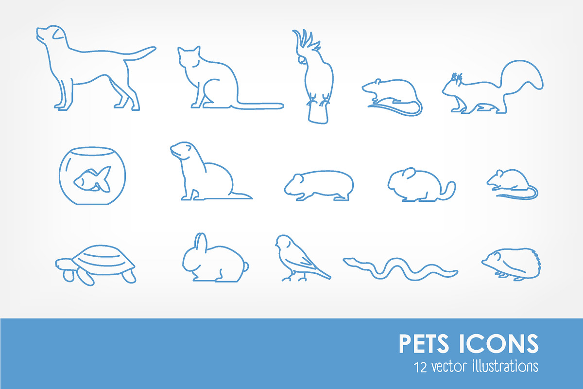 Pets line art icons and seamless in Icons - product preview 8