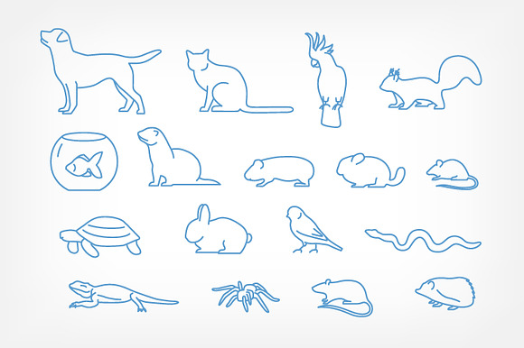 Pets line art icons and seamless in Icons - product preview 1