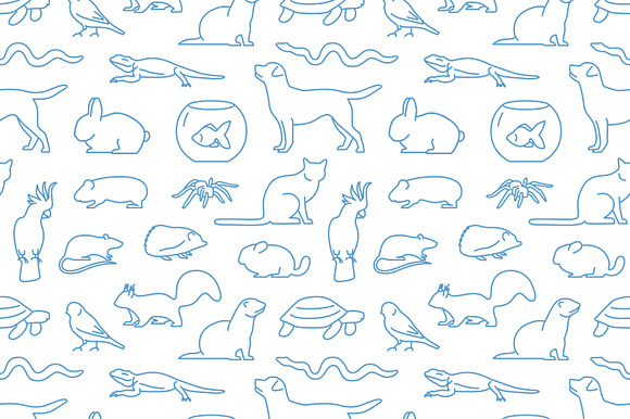 Pets line art icons and seamless in Icons - product preview 2
