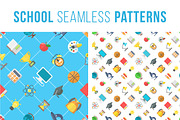 Flat School Icons Seamless Pattern