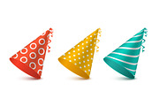 Party hat set for holiday design.