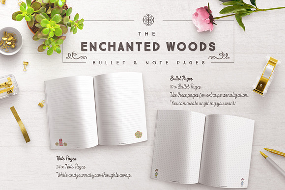 Enchanted Woods Bullet & Note Pages in Stationery Templates - product preview 1