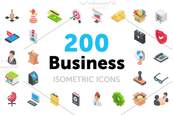 200 Business Isometric Icons in Icons - product preview 5