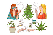 Vector cannabis smoking symbols