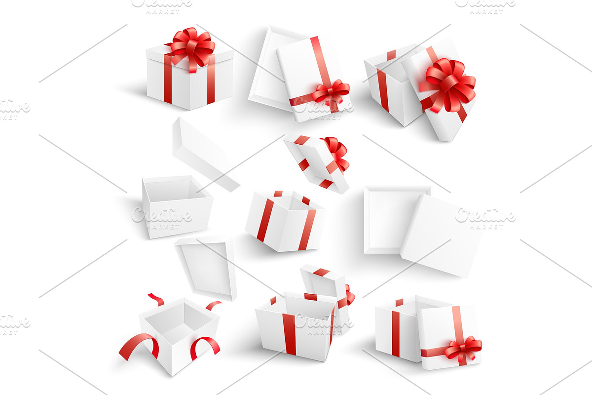 White gift boxes vector illustration in Objects - product preview 8