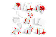 White gift boxes vector illustration
