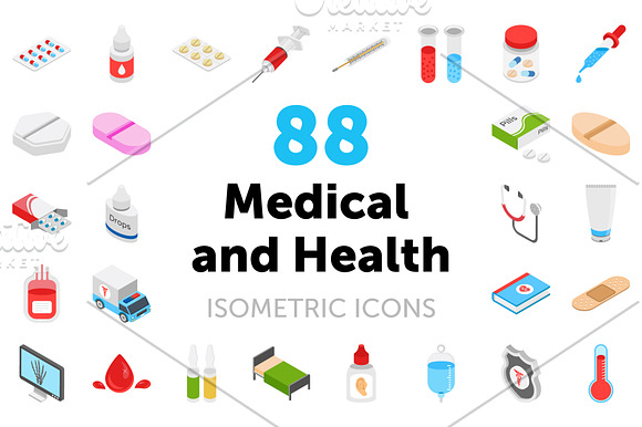 88 Medical and Health Isometric Icon in Icons - product preview 2