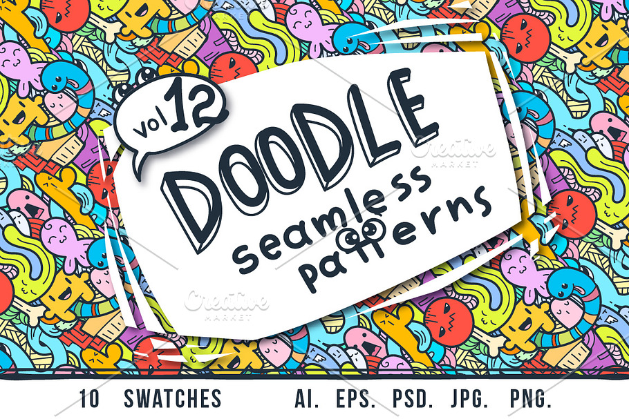 Quirky doodle patterns and colorings in Patterns - product preview 8