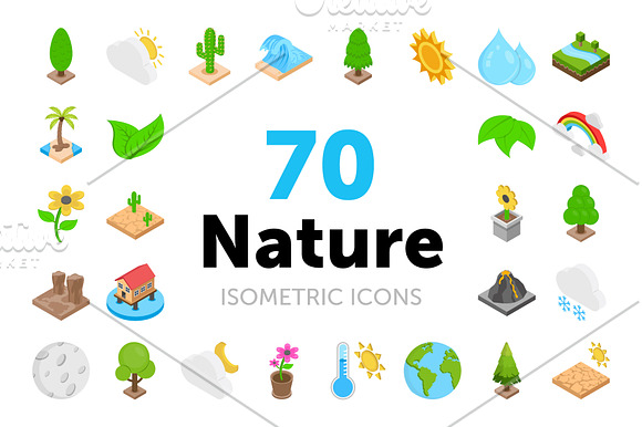 70 Nature Isometric Icons in Icons - product preview 2
