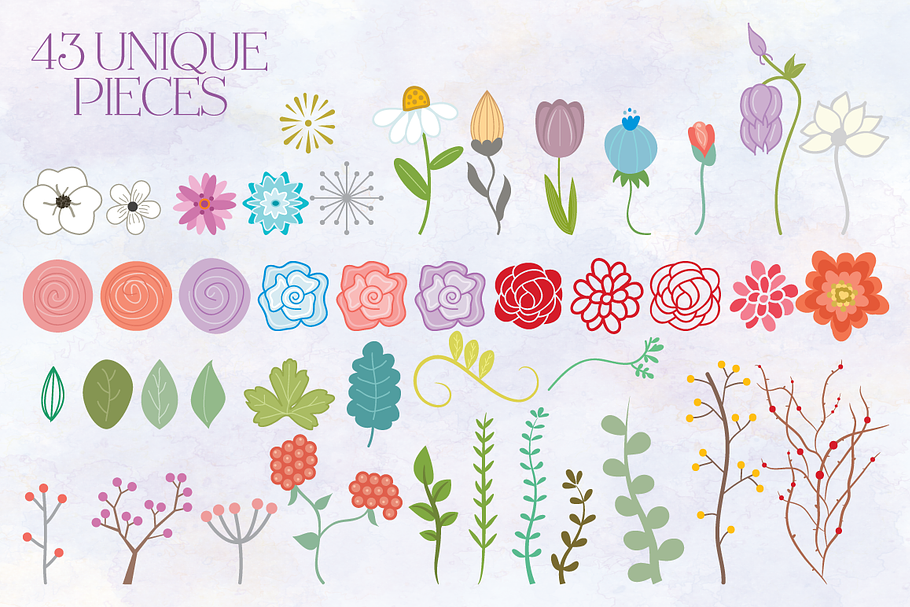 43 Piece Clip Art Flowers Bundle in Illustrations - product preview 8