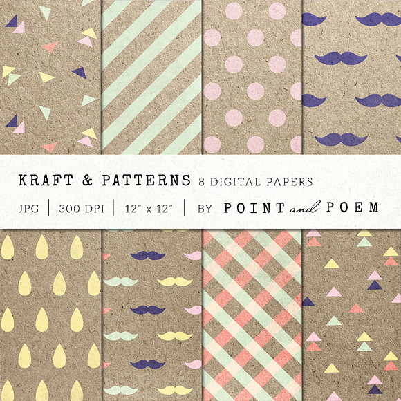 Kraft Hipster Digital Paper in Patterns - product preview 4