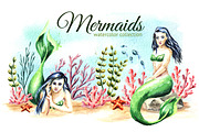 Mermaids. Watercolor collection