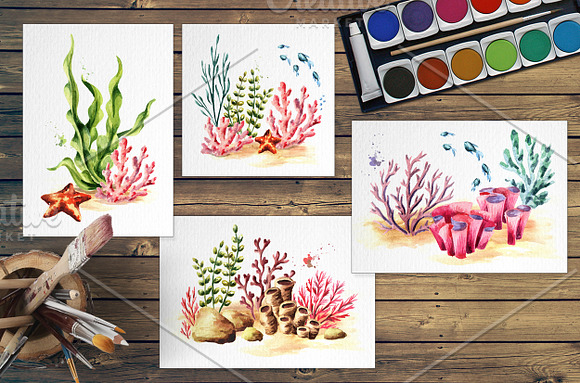 Seabed. Watercolor collection in Illustrations - product preview 1
