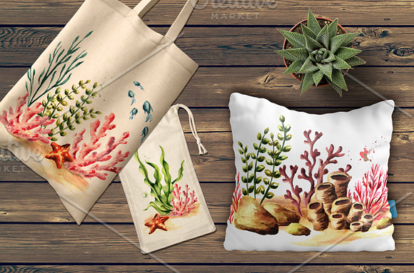 Seabed. Watercolor collection in Illustrations - product preview 4