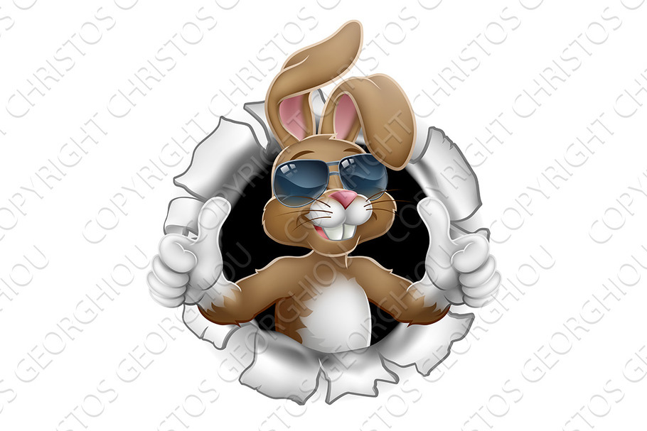 Easter Bunny Cool Thumbs Up Rabbit in Illustrations - product preview 8