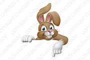 Easter Bunny Rabbit Pointing Cartoon