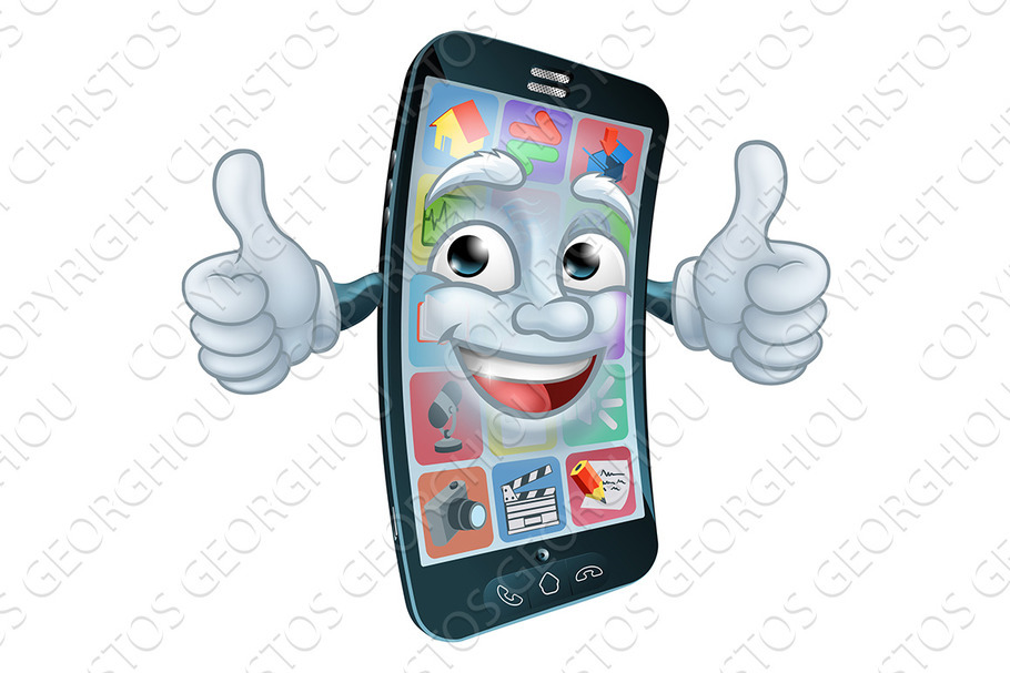 Mobile Phone Cell Mascot Cartoon in Illustrations - product preview 8