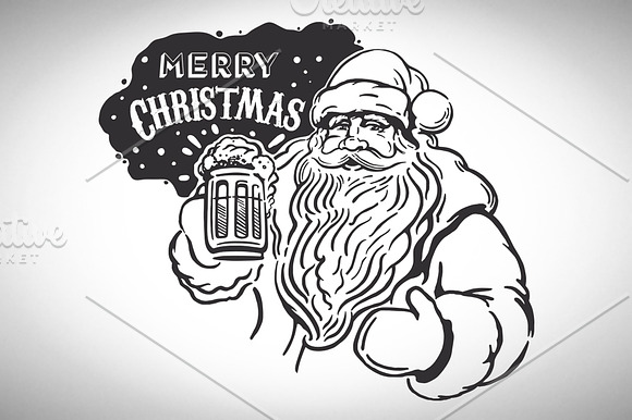 Santa Claus with beer in Illustrations - product preview 1