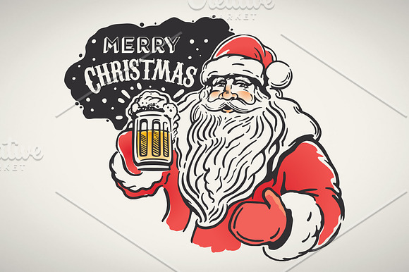 Santa Claus with beer in Illustrations - product preview 2