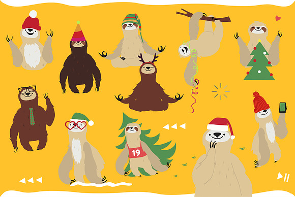 Sloths. Lazy party in Illustrations - product preview 1